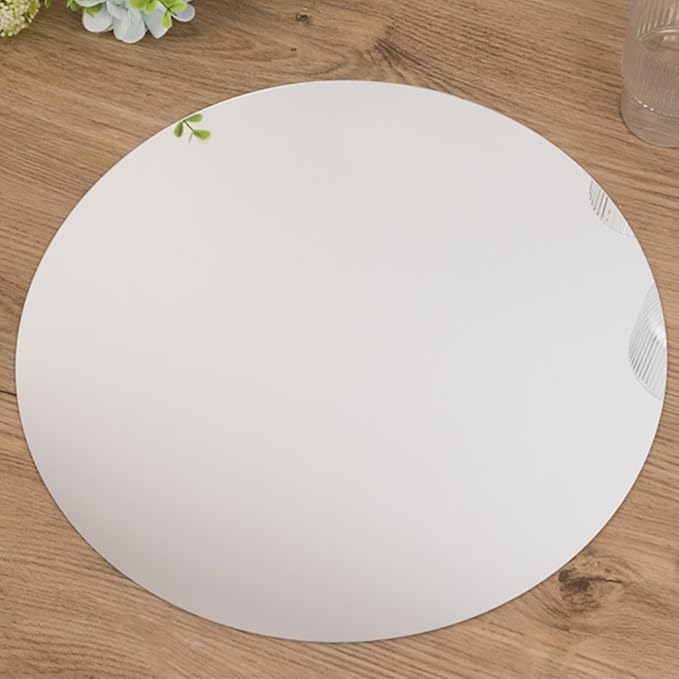 Efavormart 10 Pack Silver Round Acrylic Mirror Tray for Decoration, Large Circle Candle Plate Centerpiece Bases - 14"
