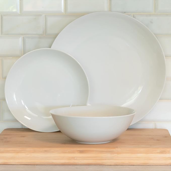 10 Strawberry Street Simply Coupe Dinnerware Set, White, Service for 4 ( 12 Piece)