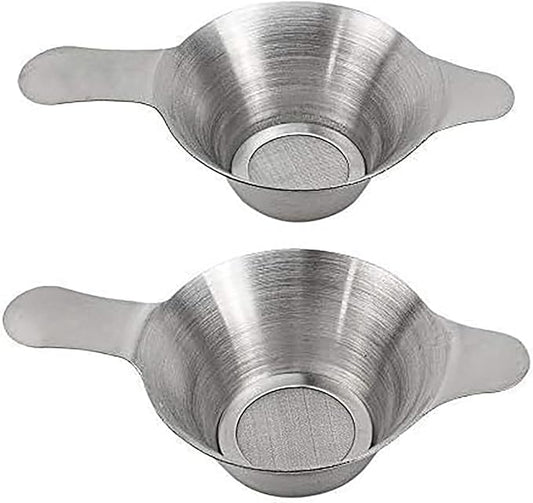 2PCS Stainless Steel Mini Strainer Set Fine Mesh Tea Strainer Coffee Dripper Dual-Layer Mesh with Double Handles For Home Restaurant Tea Brewing