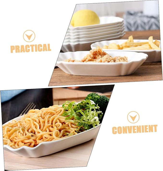 2pcs Ceramic Snack Plates Unique French Fries Serving Dish for Home Decor Creative Decorative Bowls for Appetizers Desserts and Snacks