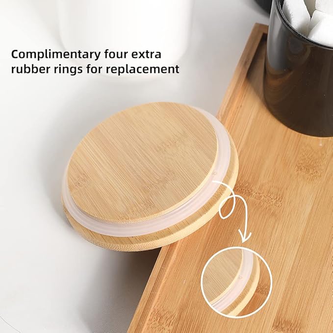 Sweejar Kitchen Canisters Ceramic Food Storage Jar Set, Stackable Containers with Airtight Seal Wooden Lid for Serving Ground Coffee, Tea, Herbs, Grains, Sugar, Salt - Set of 4 (Jade)