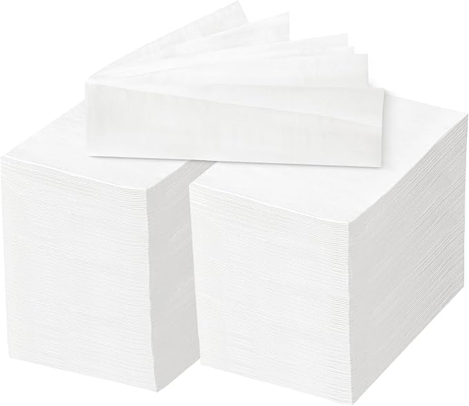 BESTVIP 200 Pack Disposable Paper Napkins, 3-Ply White Dinner Napkins for Guests,Bathroom Paper Hand Towels Soft and Absorbent, Perfect for Christmas, Kitchen, Dinner, Party, Wedding or Event