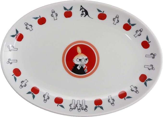 MOOMIN MM5702-324P 2-Piece Set Ceramic Dumpling Plate, Soy Sauce Plate, Geometric Pattern, Modern Geometric Style, Little My, Round, 9x9x15cm, Microwave & Dishwasher Safe, Made in Japan