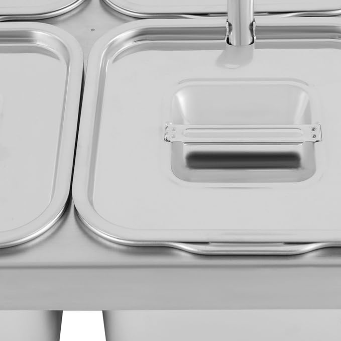 Stainless Steel Condiment Containers, 6 Compartment Trays Seasoning Organizer Box with 0.528 Gallons Capacity Each for Outdoors Hotels Kitchens Backyards