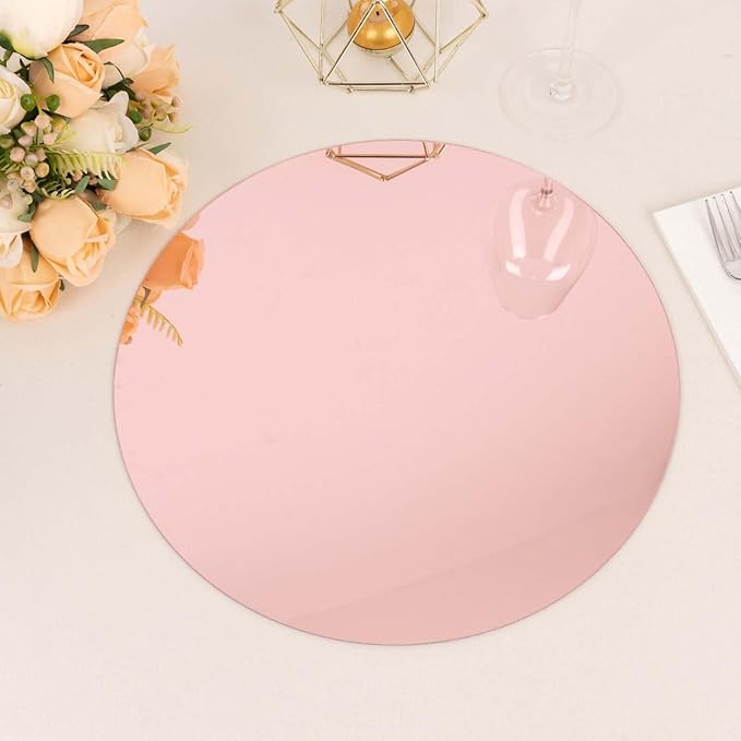 Efavormart 10 Pack Rose Gold Mirror Plastic Charger Plates for Table Setting, 13" Lightweight Round Decorative Dining Plate Chargers