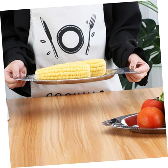 Amosfun 2pcs Magnetic Stainless Steel Fish Plates Steaming Feature Silver Serving Tray for Fish Cooking for Home Kitchen and Restaurant Use