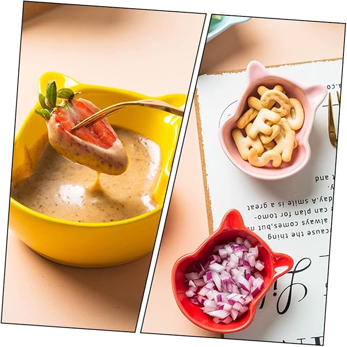 4 Pcs Ceramic Saucer Dish Food Tray Saucers Bowl Appetizer Plates Ceramic Dip Bowls Dipping Sauce Dish Bear Shaped Saucer Dish Seasoning Dipping Dish Tableware Ceramics Red Sushi