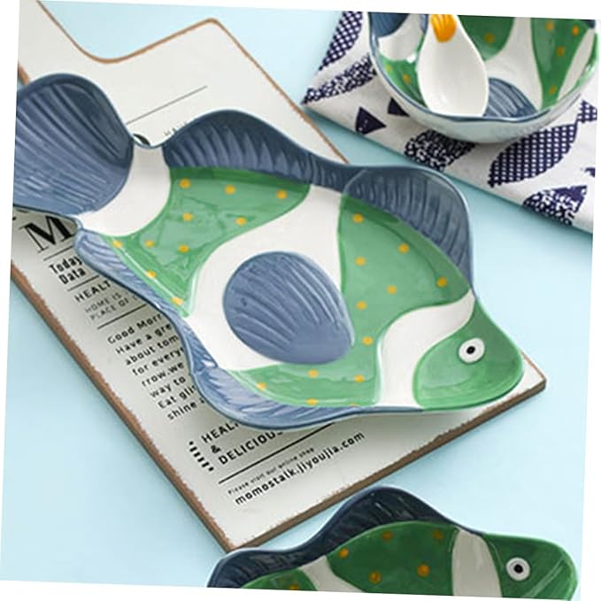 ABOOFAN Ceramic Fish Serving Plate Fish Shaped Dish for Sushi Sashimi and Appetizers Design for Home Restaurants and Parties Easy to Clean