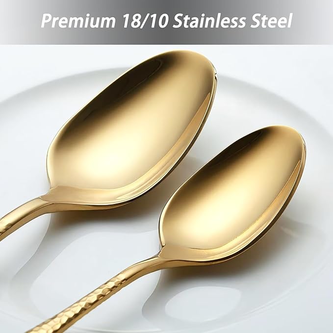 Quality Material Silverware Set with Squared Edge,18/10 Stainless Steel Cutlery Set,20 Piece Flatware Set,Service for 4,Dishwasher Safe(20)(gold)
