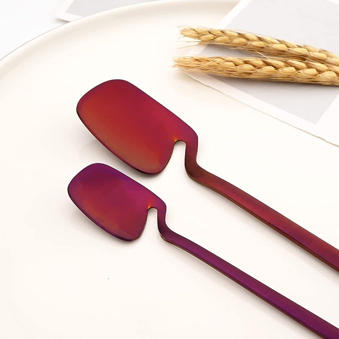 8-Pieces Snplowum Dinnerware Cute Hangable Matte Flatware Set, 304 Stainless Steel Cutlery Set, Suitable For Restaurant Family Kitchen Wedding Holiday Gifts, Dishwasher Safe (Purple)