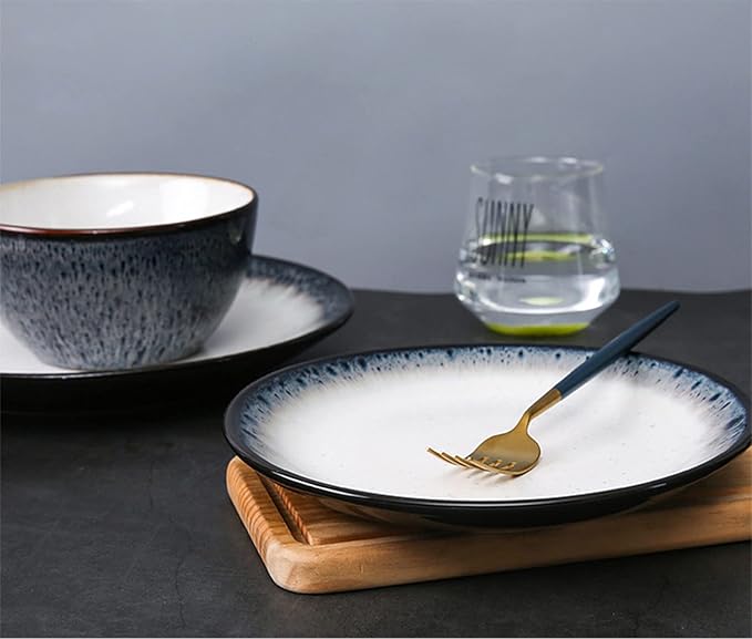 Party Tableware Set, Round Porcelain Dinnerware Set, 16 Piece Dishes Dinner Sets, Dinner Plates, Dessert Plates, Bowls and s Dishwasher Safe Ceramic Dishes, Ser