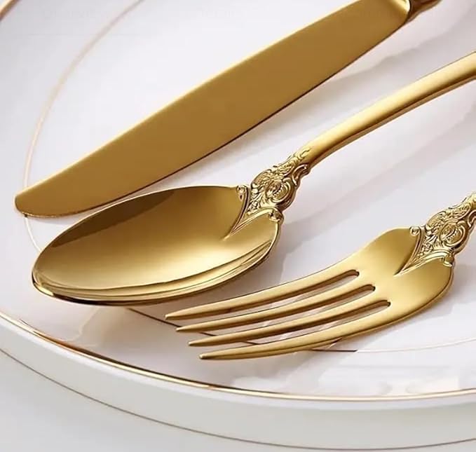 Gold Silverware Set, 30-Piece Flatware Set for 6, 304 Stainless Steel Gold Cutlery, Mirror Polished, Dishwasher Safe Modern Tableware
