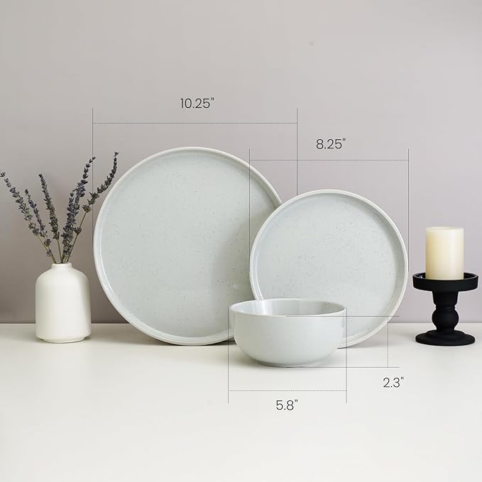 Kitchen Plates and Bowls Set Dinner Set for 4 Handpainted Dinner ware Sets, Microwave Safe Plates and Bowls Sets Stone Plate Scratch Resistant (Galaxy Mist)