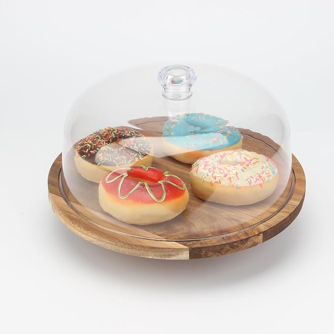 11 Inch Clear Cake Dome Cover, Acrylic Round Cake Stand Cover, Pastry Display Cloche for Food Plastic, Cake Cover Lid for Cake Stand Cake Plate Display Serving Platter, without Base