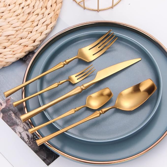 Stainless Steel Flatware serving set,Home Kitchen Eating Tableware Set,Dishwasher Safe,For Home Kitchen Restaurant Hote 4Pcs Household Small Waist Knife, Fork And Spoon Hotel Knife And Fork Supplies 3