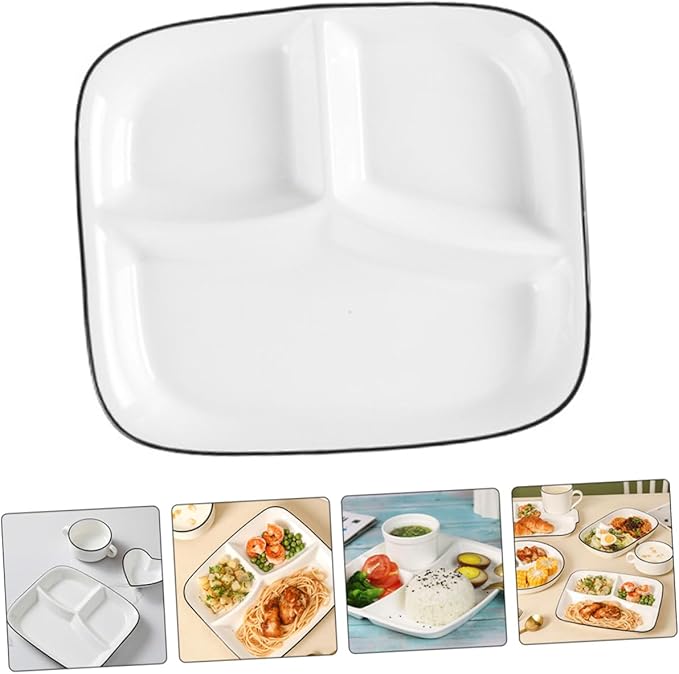 Ciieeo Diet Plate Compartment Square Dinner Plates Ceramic Serving Tray Party Breakfast