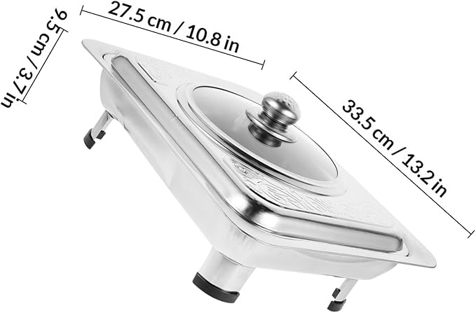 Garneck Rectangular Stainless Steel Serving Tray Lid, Food-Grade Silver Metal Food Holder Plate for Cafeteria and Buffet Use