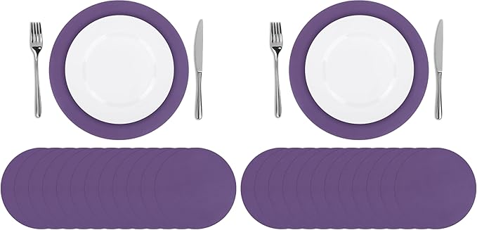 SHACOS 100 PCS Round Paper Placemats 13 inch Disposable Paper Place Mats for Dinner Wedding Birthday Party Festival Table Decoration Indoor Outdoor, Purple (Pack of 2)