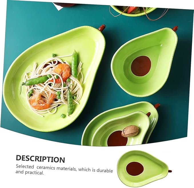 1Pc Avocado Shape Ceramic Serving Plate Creative Food Container for Appetizers Desserts and Salads for Parties Gatherings and Restaurants Lightweight Design