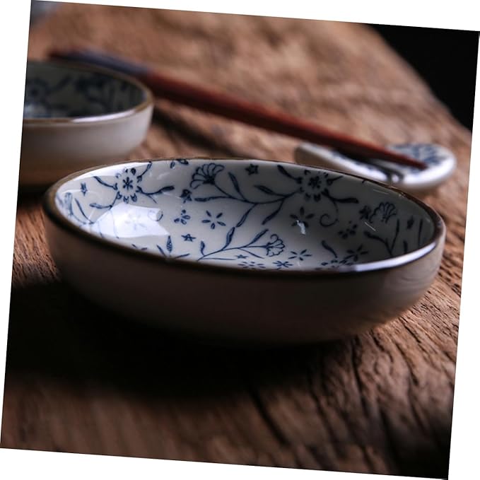 PRETYZOOM 3pcs Dip Dish Condiment Plate Flavored Sauce Vinegar Bowl Ceramic Plates Serveware