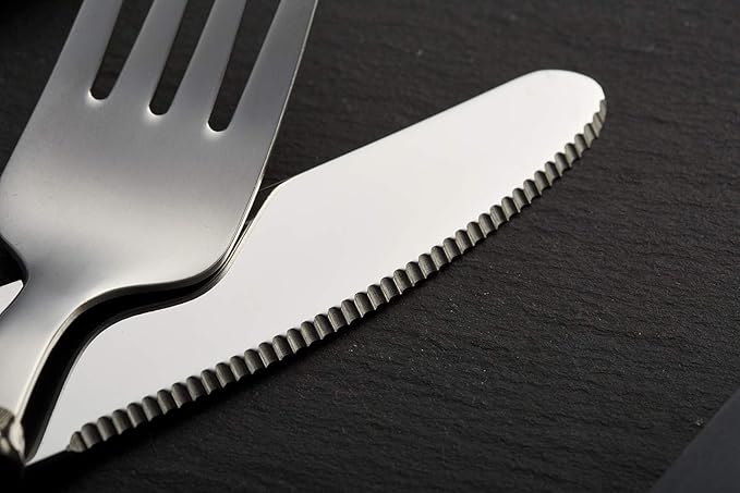 Annova Flatware 24 Pieces Set/Stainless Steel Vintage Silverware/Cutlery Set, Ivory Color, Dinner Knife/Dinner Fork/Dinner Spoon/Dessert Spoon, Mirror Polished, Service for 6 - Cream/Ivory Vintage