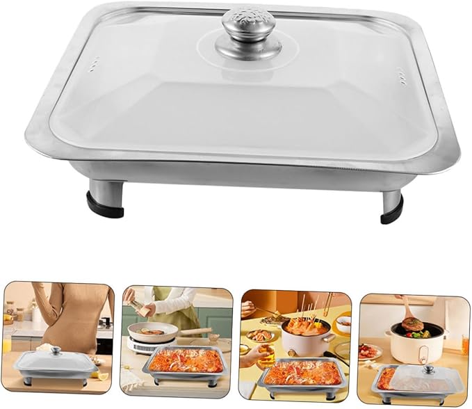 Alipis 430g Versatile Stainless Steel Serving Tray Legs Lunch Tray for Buffet Foods Holder