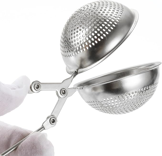 uxcell 2 Pcs Snap Tea Ball Infuser with Handle, Loose Tea Steeper, Stainless Steel Tea Strainer for Brew Loose Leaf Tea, Silver