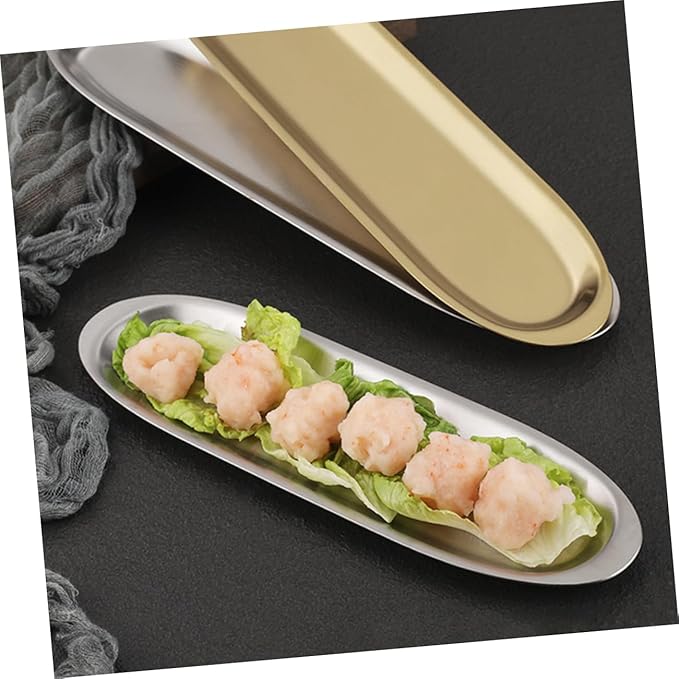 Homoyoyo Stainless Steel Cutlery Tray Silver Trays for Serving Chinese Plates BBQ Plate Multi-Function Household Tableware