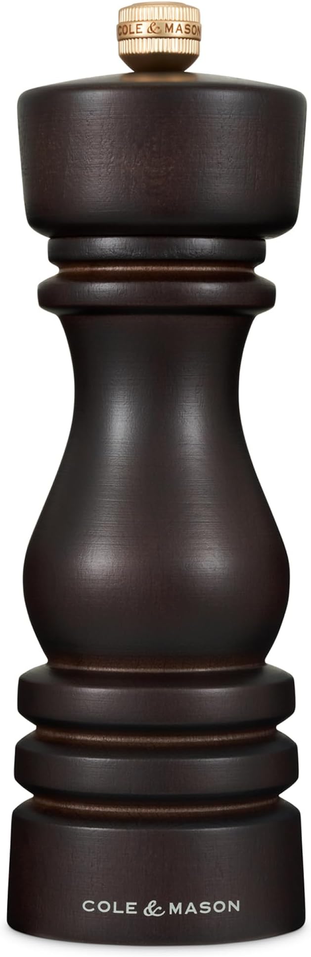 Cole & Mason London Refillable Spice Mill - Kitchen & Home Accessory - Table Black Pepper Grinder - Pepper Mill with Carbon Steel Mechanism - 7", Chocolate Wood