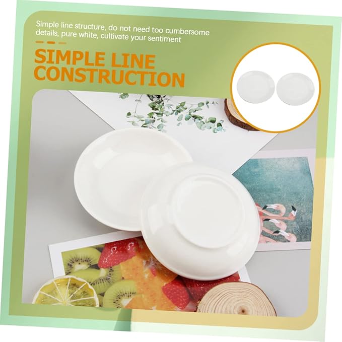 Cabilock 2Pcs White Ceramic Dipping Plate Condiment Dish for Appetizers and Sauces and Stable Design for Electric Oil Aromatherapy Warmers and Home Decor