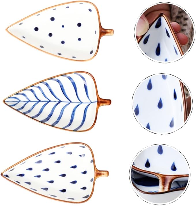 Alipis 3pcs Ceramic Sauce Dish Random Style Appetizer Plates for Dipping Sauces Condiments Seasoning Cute and Functional Kitchen Accessory