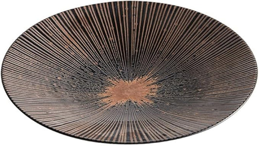Kitchen Plates Ceramic Ramen Bowl Sushi Nut Plate Round Porcelain Plate Suitable for Refrigerator Dishwasher Oven Microwave White Restaurant Plates(Brown,Large)