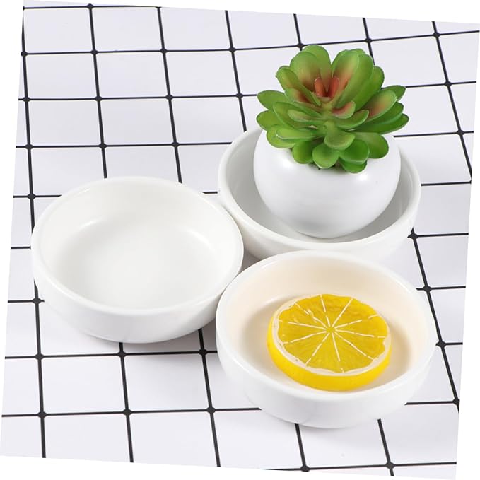 Cabilock 3pcs Ceramic Sauce Dish Matte White Stylish Seasoning Plates for Condiments Dipping Appetizers Snacks Versatile for Home and Restaurant Use
