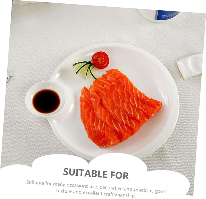Ceramic Divided Serving Plate Multi-function Dumpling Dish Soy Sauce Dish Household Chips Plate for Sushi and Appetizers for Parties and Entertaining