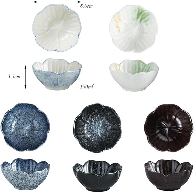 Small Plates,Snack Plate,Small Dessert Plates,Appetizer Serving Tray,Condiment Serving Tray,Salad Plates,Ceramic Household Dishes Hotpot Dipping Shop Seasoning Dish Small Dish(5 Pcs)