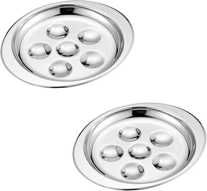 HAN SHENG Stainless Steel Escargot Plates, Set of 2 (6 Wells Each), Snail Trays for Restaurant, Hotel, Catering