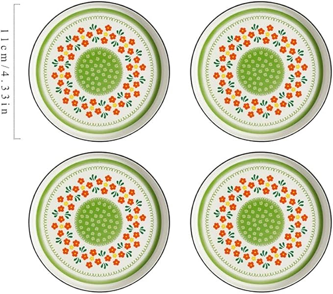 HEXEH Salad Plate Set of 4 Ceramic Sauce Dish Soy Sauce Dipping Plates Snack Sushi Fruit Appetizer Plates Side Dishes 4.33inches Plastic Plate (Color : Green)