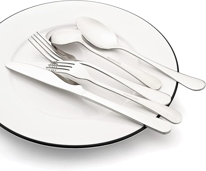 35-Piece Mirror Silver Flatware Set, 18/0 Stainless Steel Cutlery Set With Seriving Utensils For 6, Home Restaurant Silverware Set With Cake Knife, Colander, Soup Spoon, Dishwasher Safe