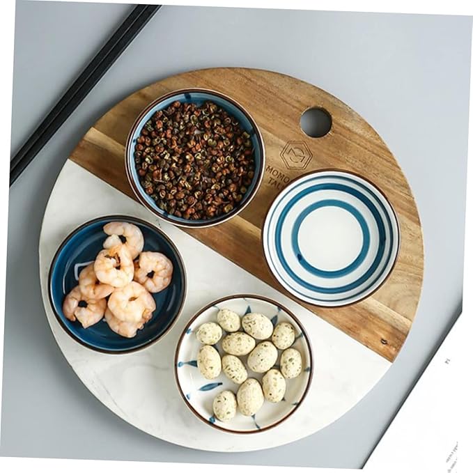 PRETYZOOM 4pcs Ceramic Dipping Bowls Hand-painted Sauce Dishes for Appetizers and Condiments Seasoning Dish Collection Thousands Leaf Spiral White Leaf