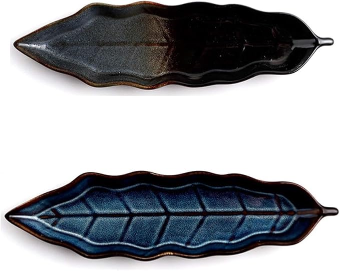 Snack Plate Ceramic Appetizer Plate Fast Food Plate Sushi Plate Fruit Set Plate Leaf-Shaped Tableware Snack Plate Sauce Plate Snack Tray (Color : B)