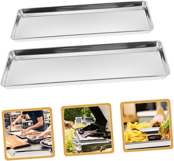 Sturdy Stainless Steel Serving Tray Lid Silver Platter for Snack Appetizer Dessert