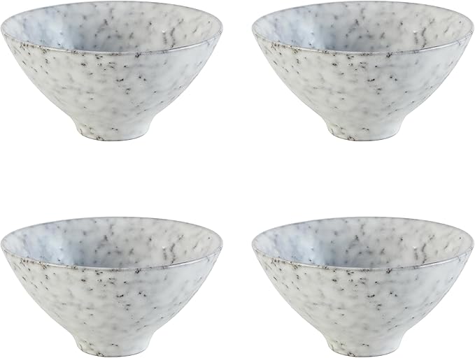 47th & Main Set of 4 Glazed Ceramic Bowls, 5.5" Diameter x 2.75" Tall, Speckled