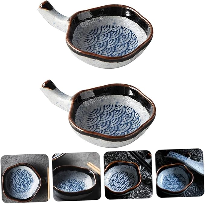 6 Pcs Japanese Dipping Dish Dessert Trays Vintage Tray Cutlery Tray Ceramic Chopsticks Rest Pottery Dip Bowls Ceramic Dip Bowls Appetizer Plates Flavor Dish Chopstick Rest