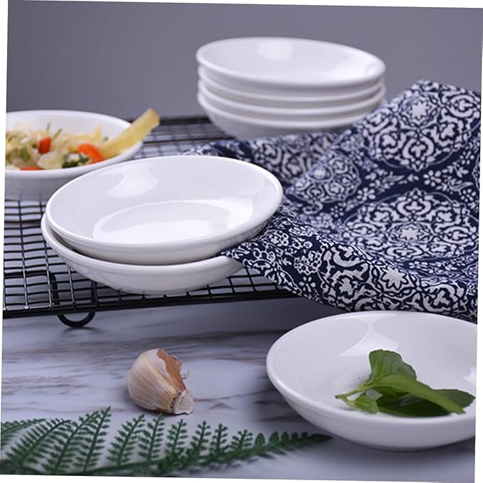 6-Piece Ceramic Sauce Dishes Set Small Dipping Plates for Condiments Snacks Appetizers Versatile Kitchen Supplies for Home and Restaurant Use