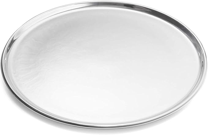 nambe Classic Round Tray | 13 Inch Serving Platter for Beverages, Bar, and Liquor | Coffee Table Centerpiece Tray | Made with Nambe Alloy | Designed by Neil Cohen