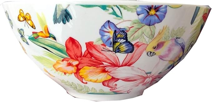 SHINING Porcelain Bone China Dinnerware Ceramic Floral Design Tableware Service Plate Mug Bowl Set (White Cereal Bowl)