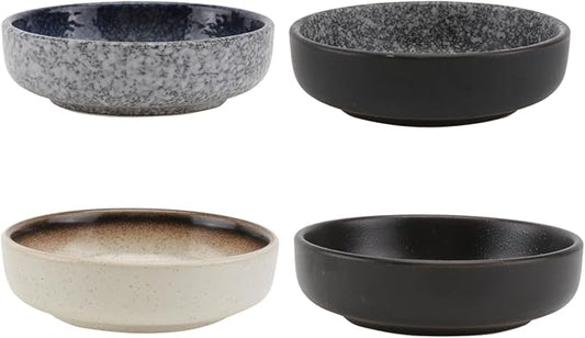 ABOOFAN 4pcs Ethnic Style Ceramic Sauce Plates Mini Appetizer Dishes for Seasoning Round Dipping Bowls Practical for Home Use Dishwasher Safe