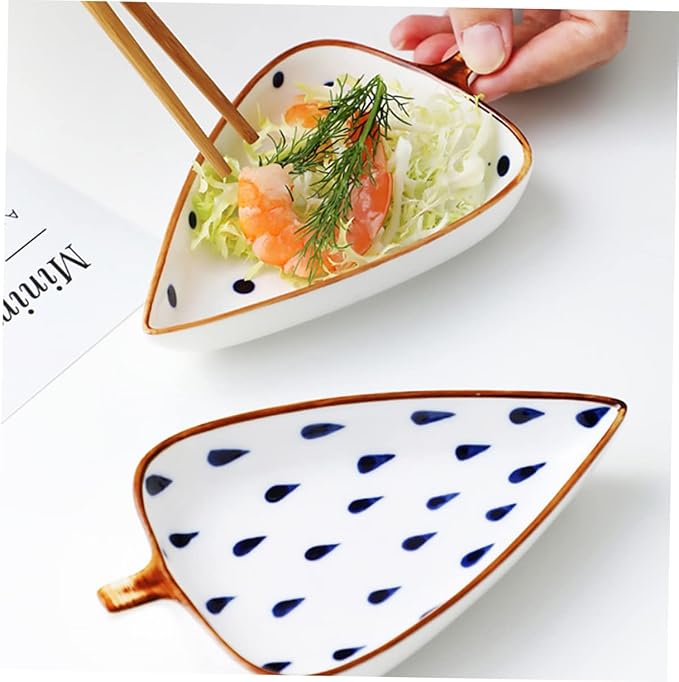 Cabilock Leaf-shaped Ceramic Sauce Dish Versatile Dipping Bowls for Condiments Snacks Fruits and Desserts for Home Parties Bbqs and Outdoor Events Random Style