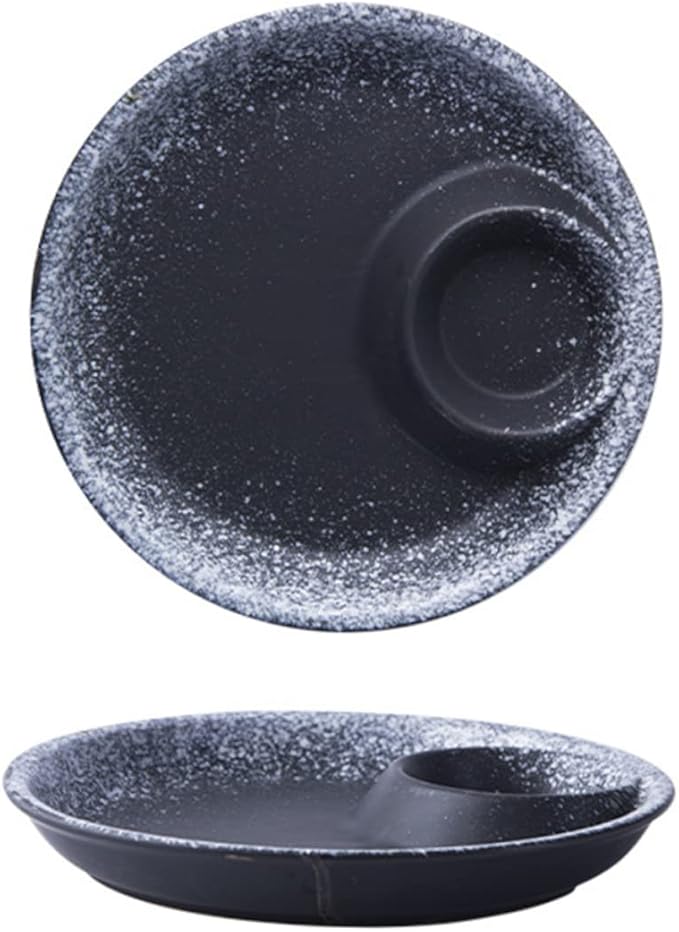 Round Ceramic Plate Serving Bowl Dipping Sauce Cup for Party and Dinner