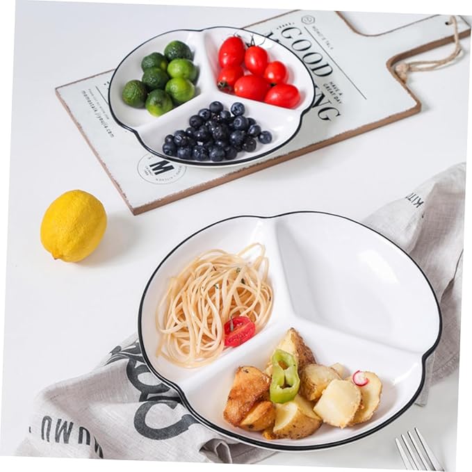 VOSAREA Divided Dinner Plate Ceramic Plate Portion Control Dinnerware for Salad Dessert Dish Adult Decorative Home Tableware